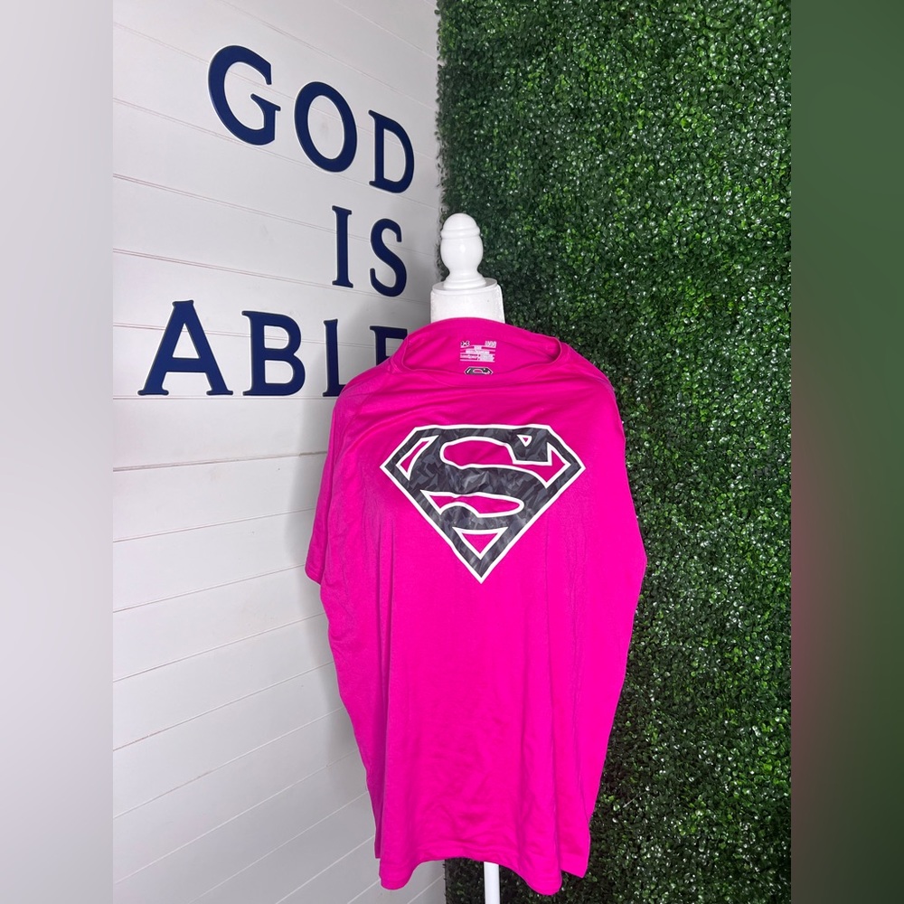 Under Armour Hot Pink Superman HeatGear Tank Top